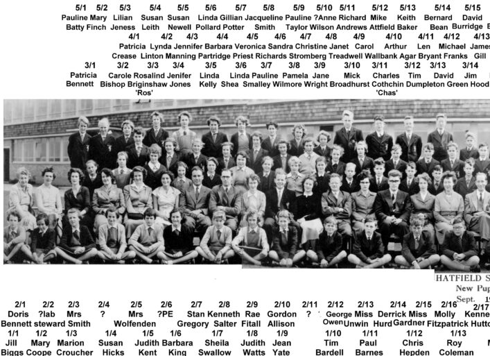 Hatfield School New Entry Pupils, September 1957 v3, LEFT HALF